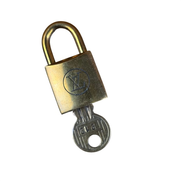 Louis Vuitton Handbags - Louis Vuitton Padlock and Key 212 Gold Brass Good Authentic LV Charm Accessory